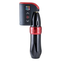 Schwarzes und rotes Fk Irons Lightning Bolt Netzteil, Aluminiumgehäuse auf weißem Hintergrund