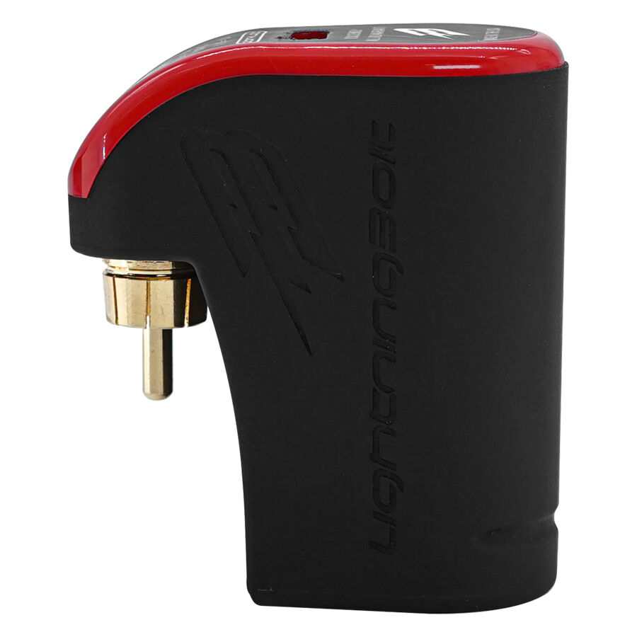 Schwarz/rotes Fk Irons Lightning Bolt Netzteil aus Aluminium auf weißem Hintergrund