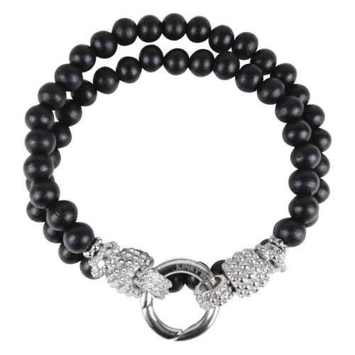 Schwarzes und silbernes Armband aus Holz und Chirurgenstahl 316L