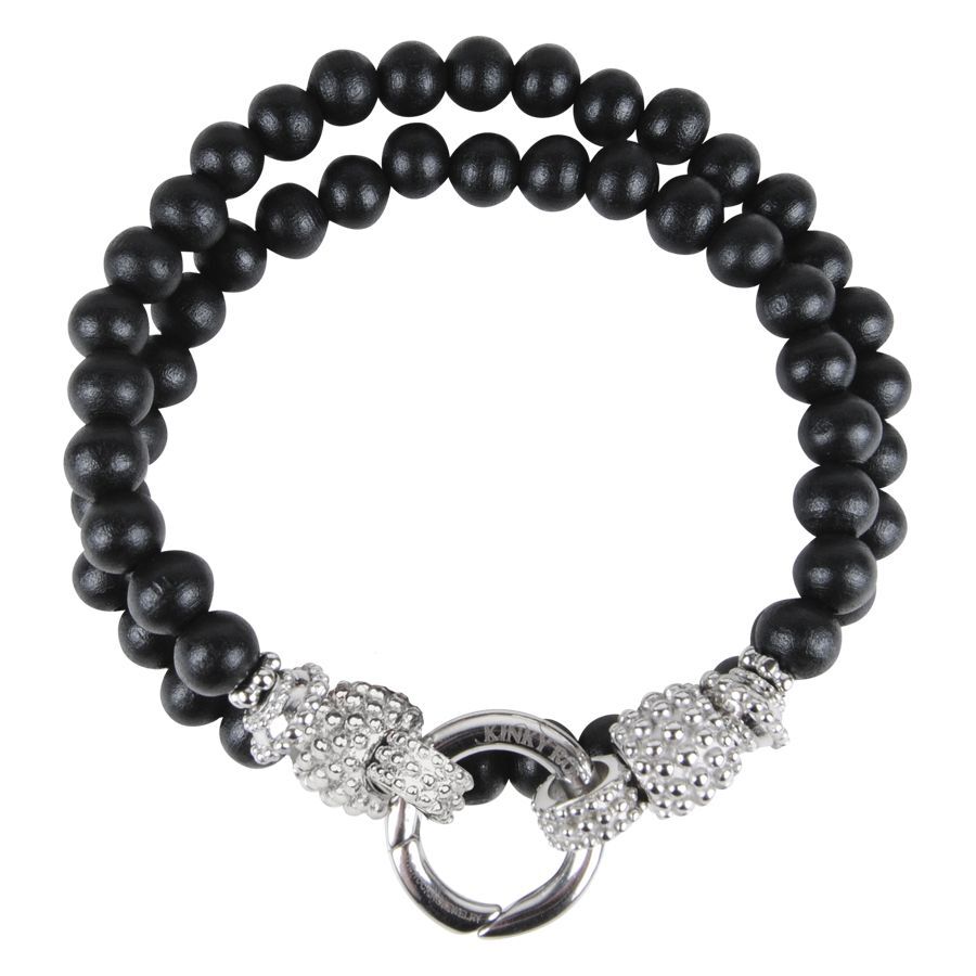 Schwarzes und silbernes Armband aus Holz und Chirurgenstahl 316L
