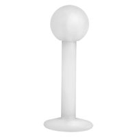 Transparenter Labret aus Bioplast mit Kugel und flacher Rückseite auf weißem Hintergrund