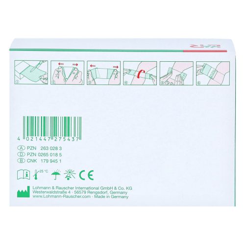 Rückseite der Suprasorb® Folienverband Verpackung mit Anweisungen