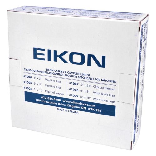 Weiße Kartonverpackung mit blauem Eikon-Logo und Produktinformationen