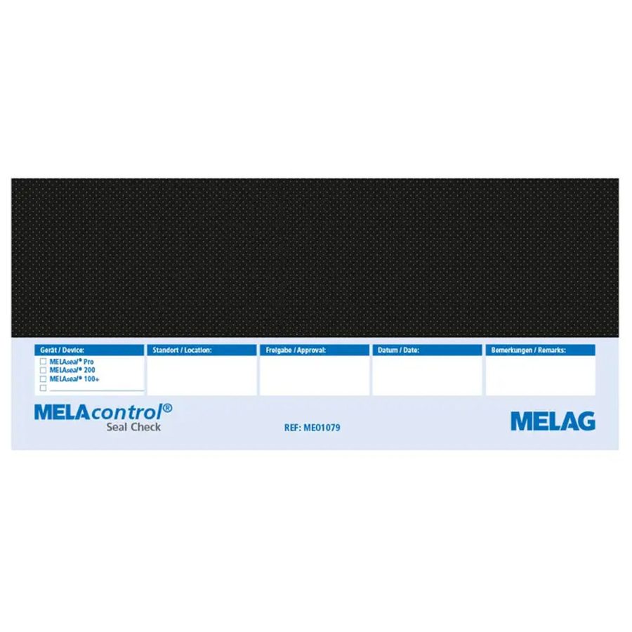MELAcontrol Seal Check VE100 mit schwarzem und blauem Design auf weißem Hintergrund