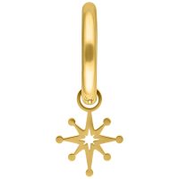 Goldene Creolen mit Polarstern-Anhänger auf weißem Hintergrund