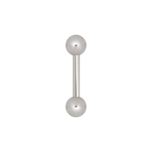 Silbernes Microbarbell mit 1,0 mm Stärke und 12,0 mm Länge auf weißem Hintergrund
