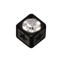 Schwarzer Chirurgenstahl-Cube mit klarem Kristall und Sternmuster