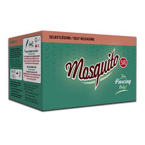 Grüne Mosquito Nadelbox aus Chirurgenstahl 316L auf weißem Hintergrund