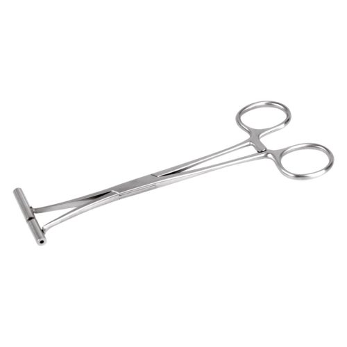 Silberne Septum Zange aus Edelstahl auf weißem Hintergrund