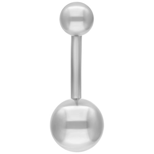 Silbernes Bauchnabelpiercing aus Chirurgenstahl auf weißem Hintergrund