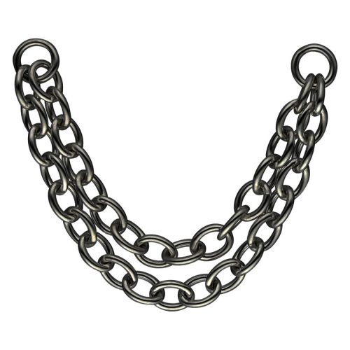 Schwarze silberne Doppel-Piercingkette, 30mm, auf weißem Hintergrund
