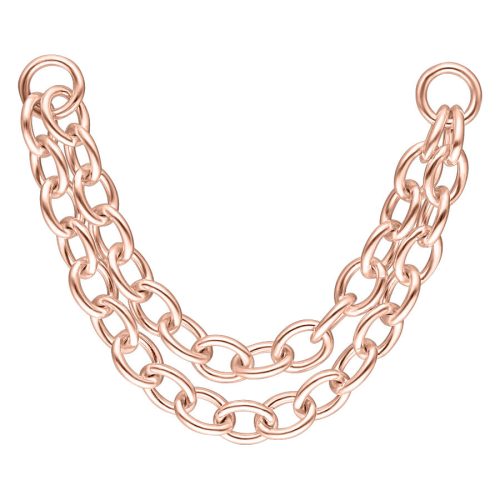 Doppelte Piercingkette aus Roségold, 30 mm lang, auf weißem Hintergrund