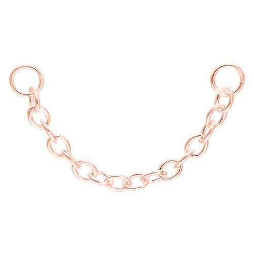 Roségoldene Piercing-Verbindungskette 25mm auf weißem Hintergrund