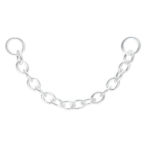 Silberne Piercing-Kette mit 30mm Länge auf weißem Hintergrund