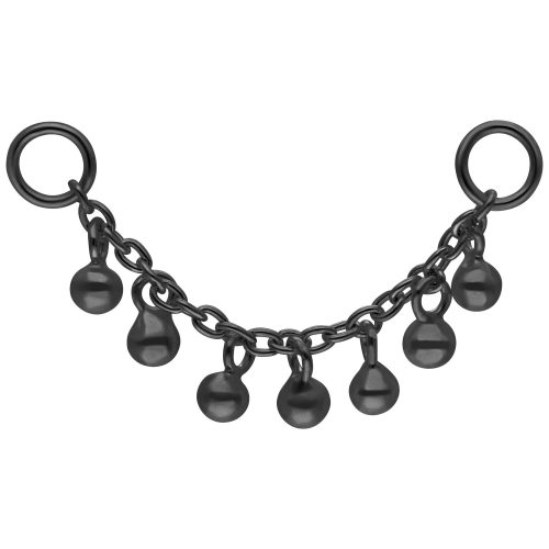 Schwarze Verbindungskette mit kleinen Kugeln, Länge 20 mm, auf weißem Hintergrund