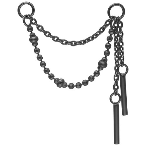 Schwarze Piercingkette aus Metall, 20mm Länge, mit Kettenverbindung