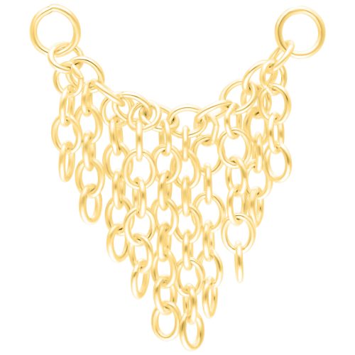 Goldene Tassle Piercingkette mit 20mm Länge auf weißem Hintergrund