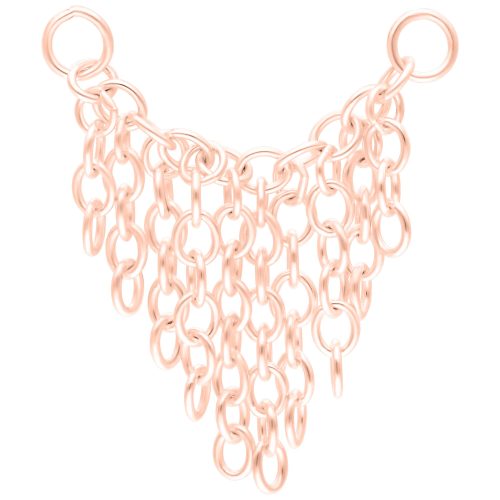 Roségoldene Tassle Piercingkette, Länge 20mm, auf weißem Hintergrund