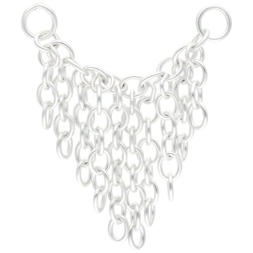 Silberne Tassle Piercingkette mit 20mm Länge auf weißem Hintergrund
