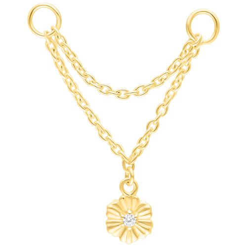 Goldene Piercingkette mit Hibiskus-Anhänger, 20mm Länge