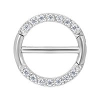 Pave Set Nipple Clicker aus Silber mit klaren Kristallen, 12mm