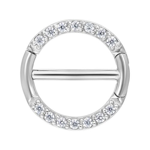 Pave Set Nipple Clicker aus Silber mit klaren Kristallen, 12mm