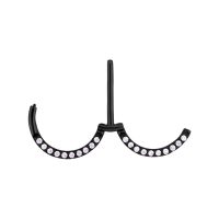 Schwarzer Pave Set Nipple Clicker mit klaren Kristallen, 12 mm Länge