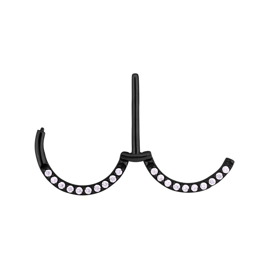Schwarzer Pave Set Nipple Clicker mit klaren Kristallen, 12 mm Länge