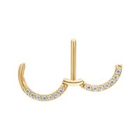 Goldener Nipple Clicker mit klaren Kristallen auf weißem Hintergrund