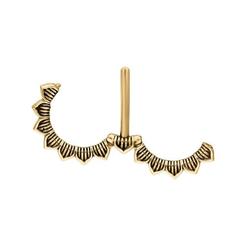 Goldener Flower Nipple Clicker aus Chirurgenstahl 316L, Länge 12 mm, auf weißem Hintergrund
