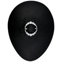 Silberner Nipple Clicker mit doppelten Kristallen auf schwarzem Hintergrund