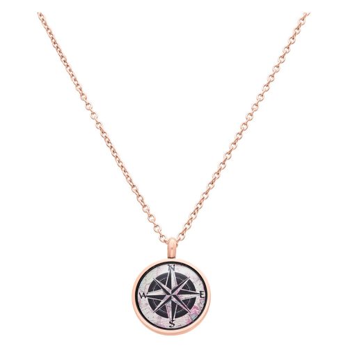 Roségoldene Kette mit Kompass-Anhänger auf weißem Hintergrund