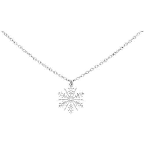 Silberfarbene Schneeflocken Kette auf weißem Hintergrund