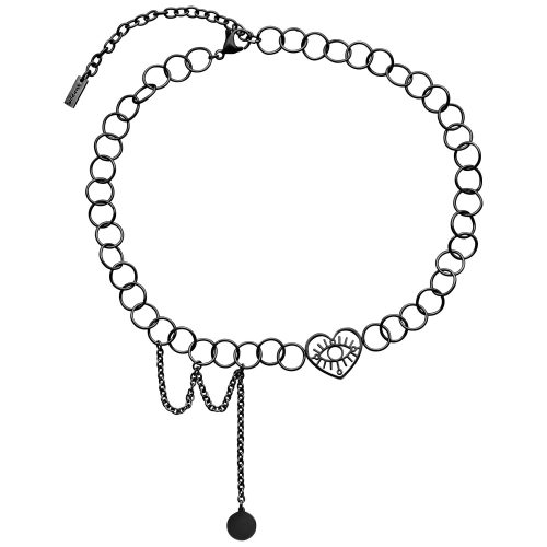Schwarzer Choker mit Herzauge-Anhänger auf weißem Hintergrund