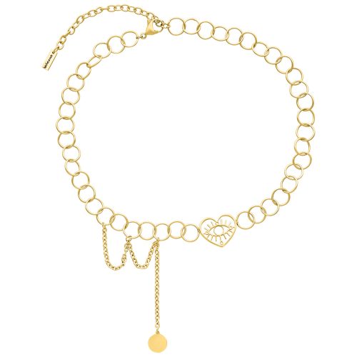 Goldener Choker mit Herzauge-Anhänger auf weißem Hintergrund