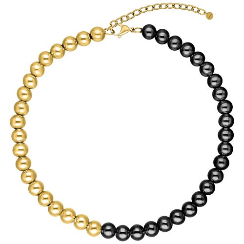Goldene und schwarze Bubble Kette aus Chirurgenstahl auf weißem Hintergrund
