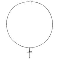 Silberne Bubble Cross Halskette aus Chirurgenstahl auf weißem Hintergrund