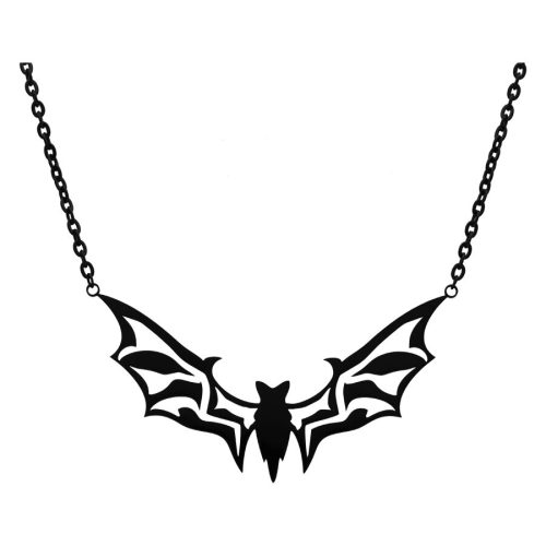 Schwarze Fledermaus-Kette aus Chirurgenstahl auf weißem Hintergrund
