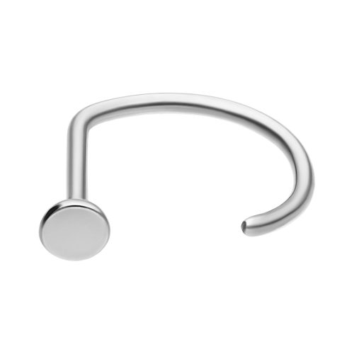 Silberner Nosestud Bent Nasenstecker, 1.0 mm Stärke, 9.0 mm Durchmesser, auf weißem Hintergrund