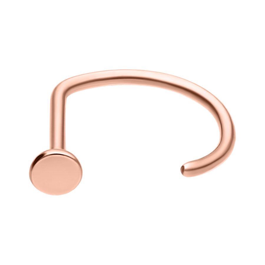 Roségoldener Nosestud Bent Piercing aus Titan, 8 mm Innendurchmesser, auf weißem Hintergrund
