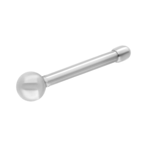 Kleiner silberner Nasenstecker mit 2 mm Kugel auf weißem Hintergrund