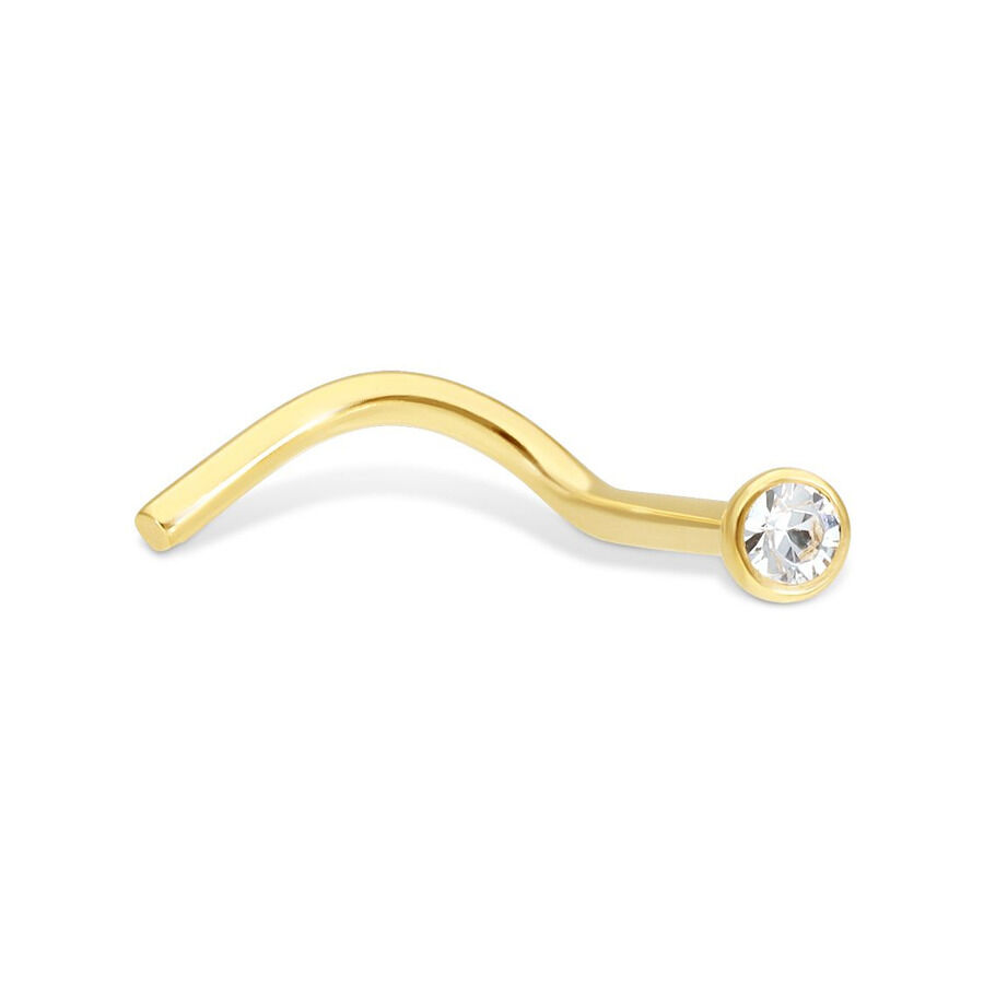Goldener Nasenstecker mit klarem Kristall auf weißem Hintergrund