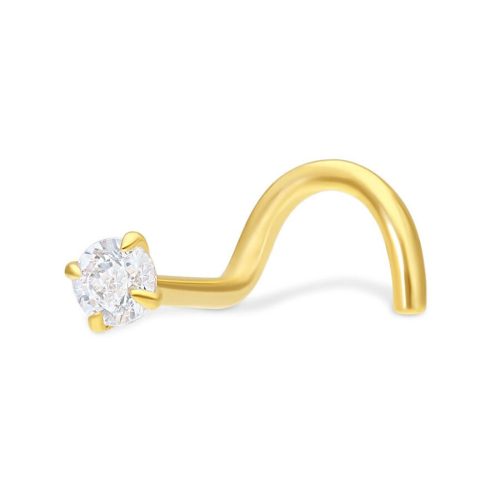 Goldener Nasenstecker mit klarem Kristall auf weißem Hintergrund