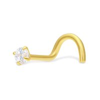Goldener Nasenstecker mit klarem Kristall auf weißem Hintergrund