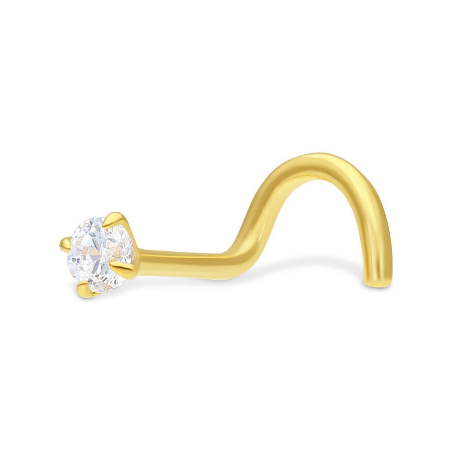 Goldener Nasenstecker mit klarem Kristall auf weißem Hintergrund
