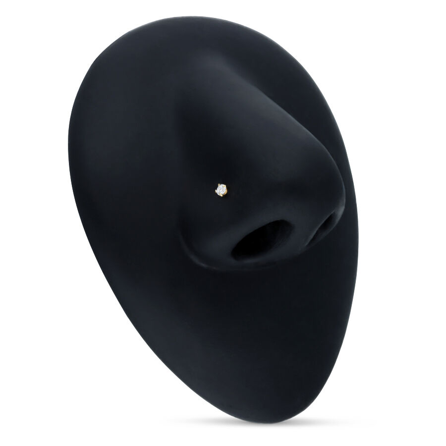 Schwarze Nasenform mit 18K Goldstecker und klarem Kristall