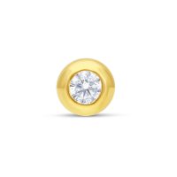 Goldener 18k Piercing Aufsatz mit klarem Kristall auf weißem Hintergrund