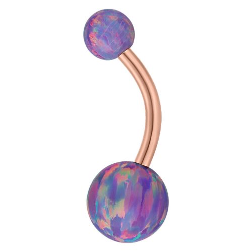 Bauchnabelpiercing mit Light Periwinkel Opal auf roségoldenem Titan