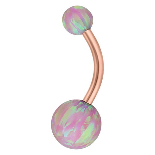 Rosa Opal Bananabell mit 8mm Länge und roségoldenem Titanstab