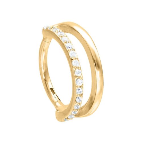 Goldener Piercingring mit Kristallen, 12mm Innendurchmesser